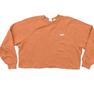 Levi's Women's Size XL Pullover Sweater CROPPED Orange Long Sleeve Cotton Solid